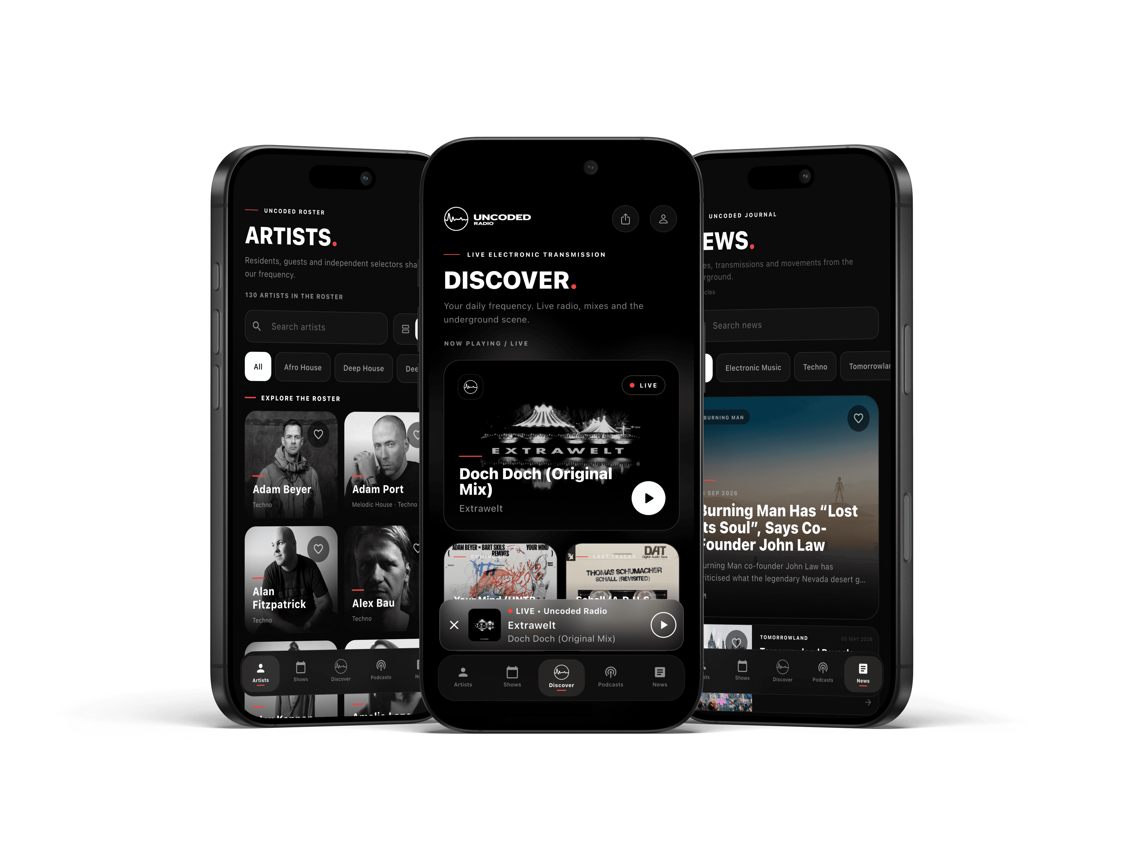Uncoded Radio mobile app